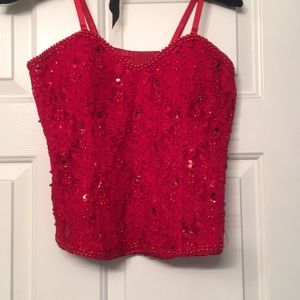 Red tank with sequins and clamp up back